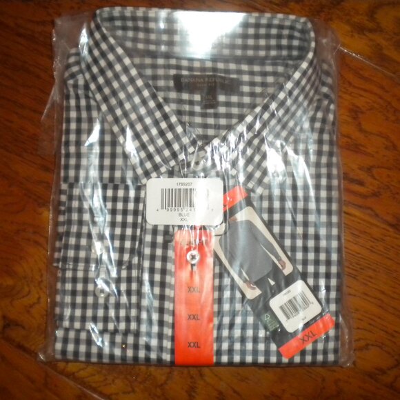 Banana Republic Men's Size XXL Blue Stretch Poplin Dress Shirt NWT - Picture 2 of 4